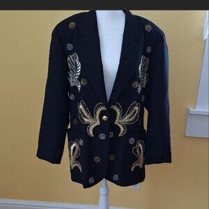 PRIVATA black beaded wool blazer size 10